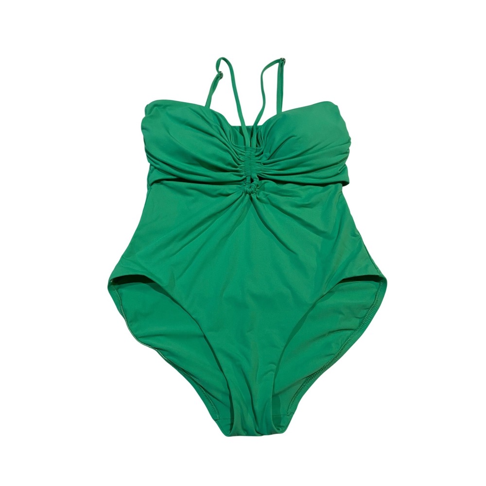 CALIA Emerald Green Ruched Keyhole One Piece Swimsuit Size 10 Adjustable Straps
